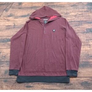 RVCA Long Sleeve‎ Hooded Henley Shirt Men's Medium Maroon